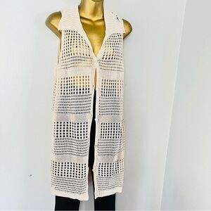 Zara coastal chic knitted open knit collar vest cover up dress